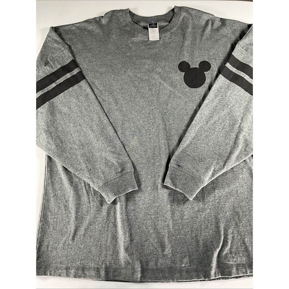 Disney Mickey Mouse Gray Long Sleeve Henley 100% Cotton SizeXL